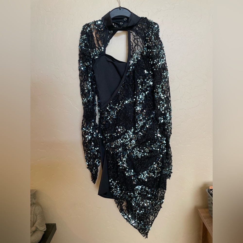 black/blue one piece solo costume